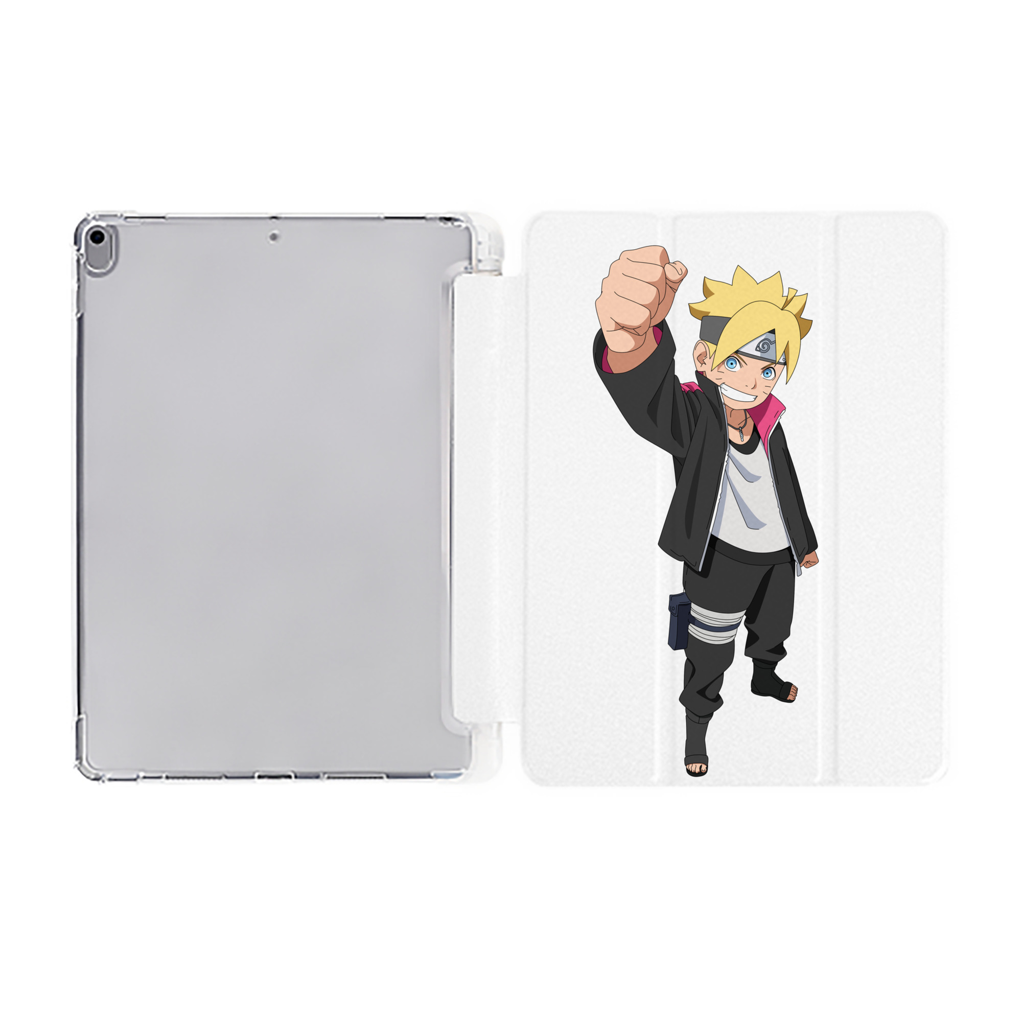 （画像用） NARUTO -ナルト- うずまき ボルト Uzumaki Boruto IPad ケース ペン収納付き 三つ折りスタンド PUレザー×シリコン 対応機種9.5/10.5/10.9インチ